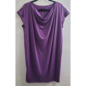 Eileen Fisher Purple Draped Cowl Neck Shift Dress Small NWT Made in USA